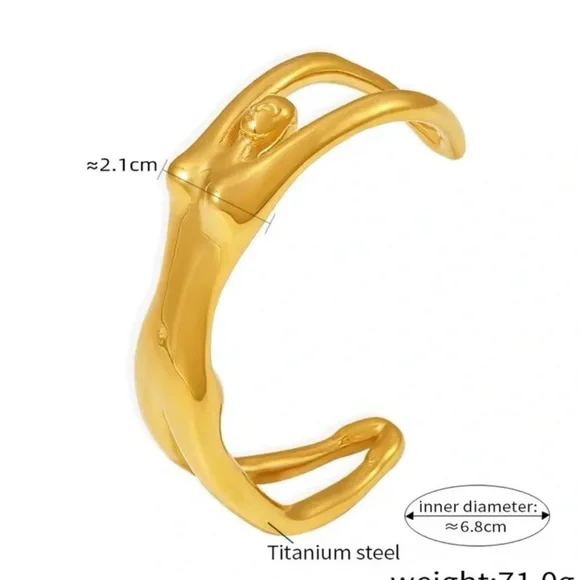 Gold Sculptural Goddess Cuff Bracelet – Adjustable Statement Piece - Picture 5 of 8